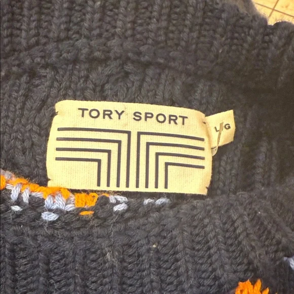 Tory Burch Sport Navy blue Fair isle sweater. - Picture 3 of 4